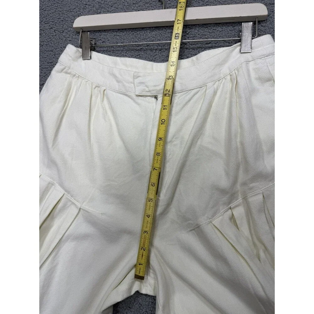 Free People Barrel Pants Ivory Women Pleated Preppy Vacay Boho Retro Size 12 New